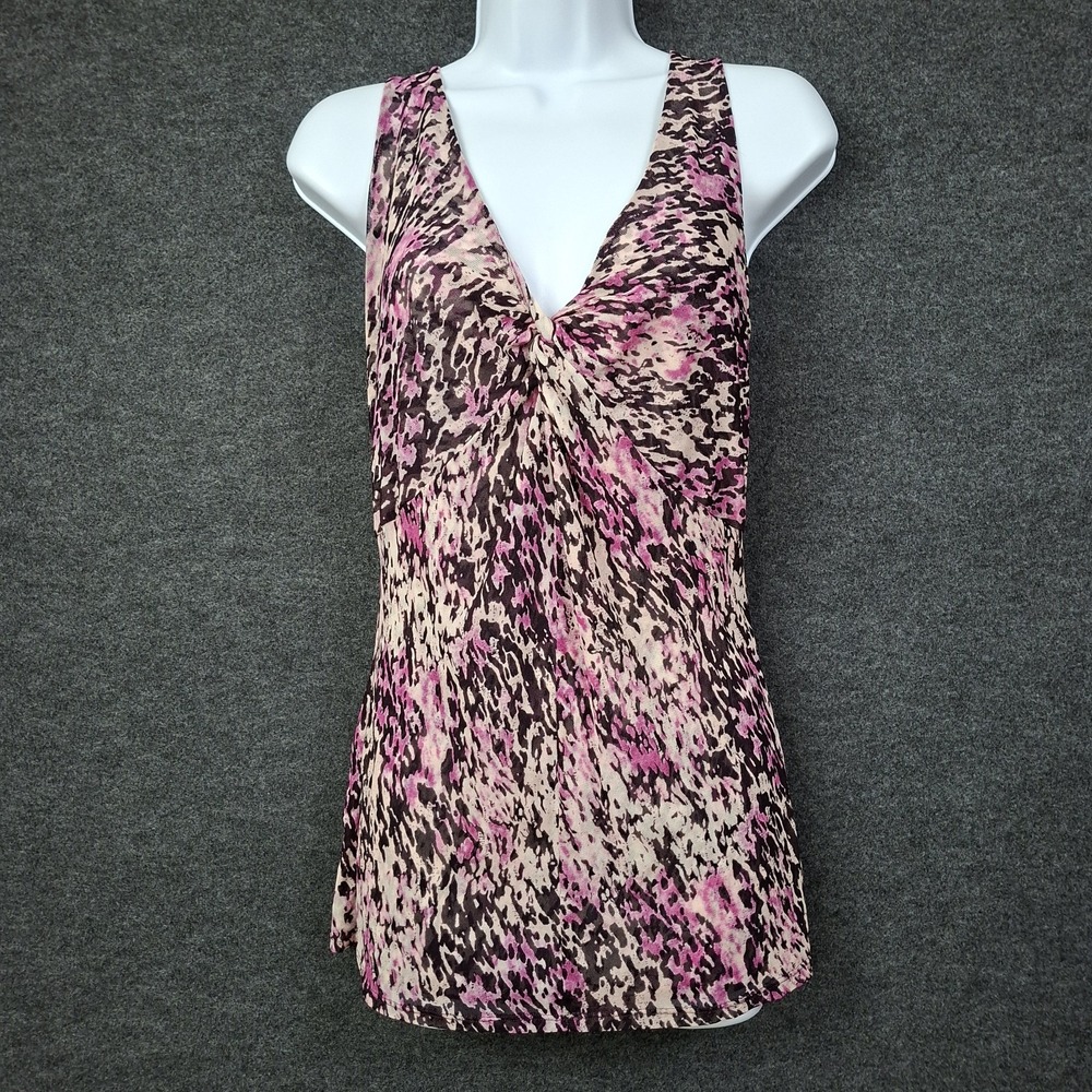 Express Y2K babydoll Tank Top Womens Large Coquette Mesh Abstract Layer Office